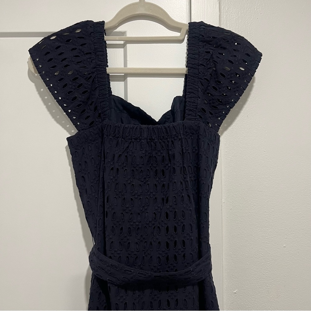 Ann Taylor- Eyelet Square Neck Puff Sleeve Midi Dress - Picture 7 of 7